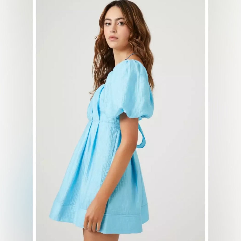 Forever 21 Sky Blue Ruched Dress